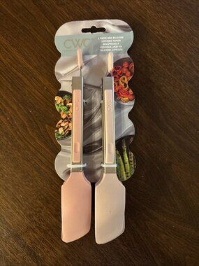 Cook With Color 2 Piece Pink Mini Silcone Locking Tongs